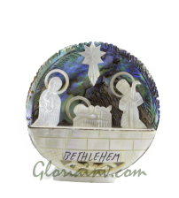 Mother of Pearl Shell with Nativity Set (Green)